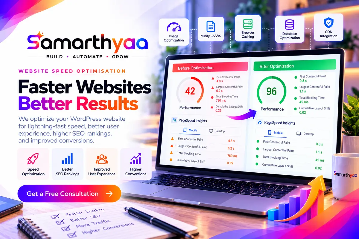 Website speed test results compared before and after optimisation